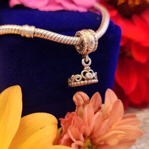 Authentic Pandora My Princess Dangle Charm with Clear CZ S925 ALE